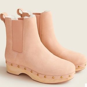 J. Crew Blush Suede Platform Clog Booties